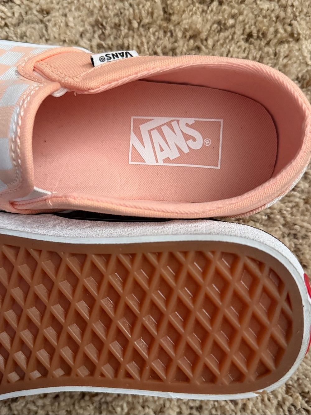 Vans Asher Checkerboard Tropical Peach Classic Slip-On Sneakers - Picture 4 of 7